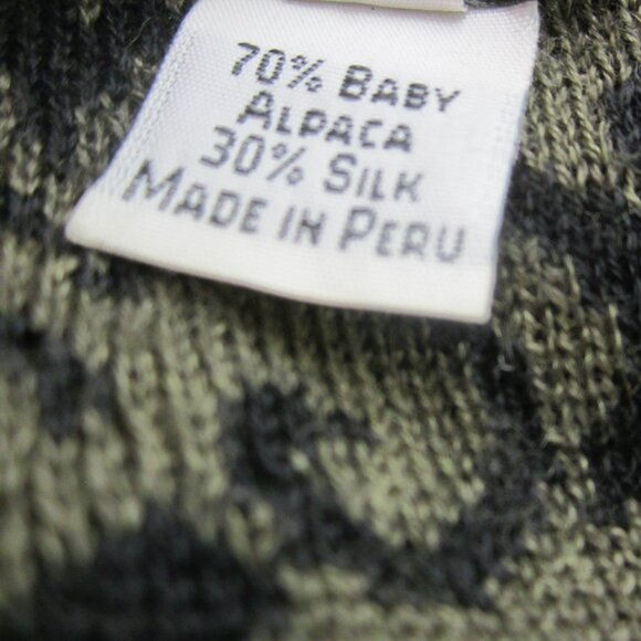 Peruvian Connection Womens  M Skirt Olive Green Black Floral  Alpaca Silk Knit - Picture 3 of 8